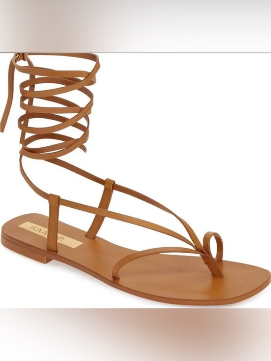 Kaanas Shoes - Kaanas Paloma Lace Up Sandals Brown Leather Strappy Gladiator Flat Sandals